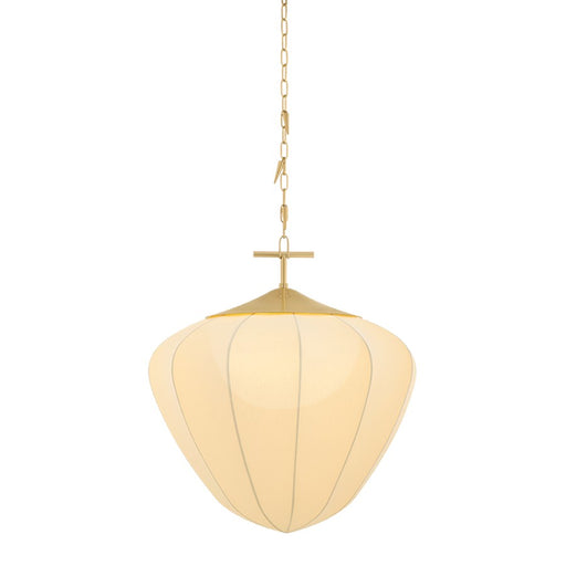 Corbett Lighting Hoshi 1 Light 28" Pendant, Vintage Brass/Silk