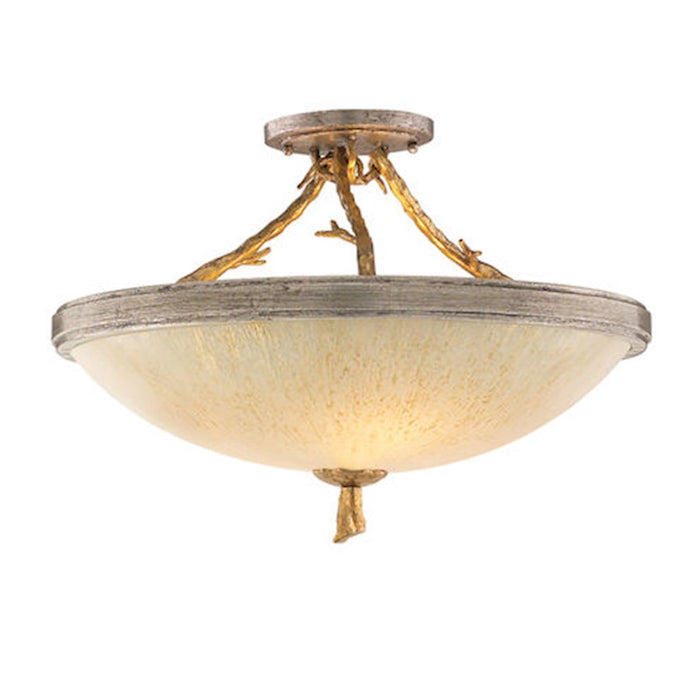 Corbett Lighting Parc Royale 3Lt Semi Flush Mount, Gold/Silver