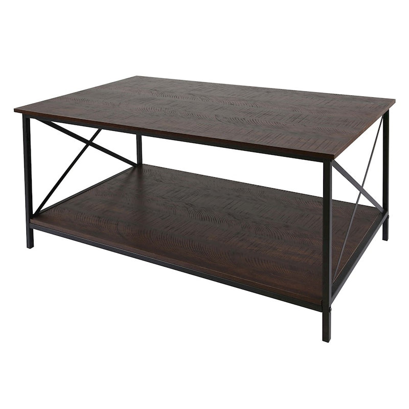 Canarm Fletcher Coffee Table | Brown/Black Metal & Faux Wood | Living Room Center Table | 39 x 22 x 18 in | Model 203516-02