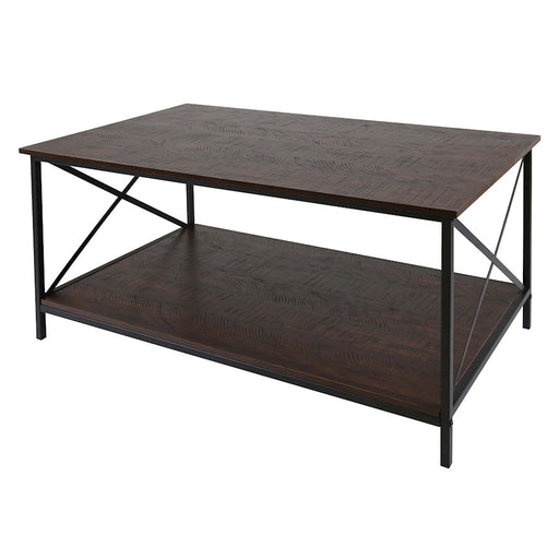 Canarm Fletcher Coffee Table | Brown/Black Metal & Faux Wood | Living Room Center Table | 39 x 22 x 18 in | Model 203516-02