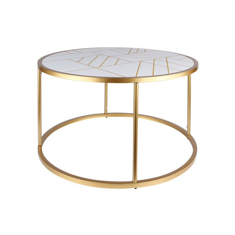 Canarm Harlo 32in Square Coffee Table | Gold and White Metal | Living Room & Family Room Centerpiece | 32 x 32 x 18 in | Model 203548-01