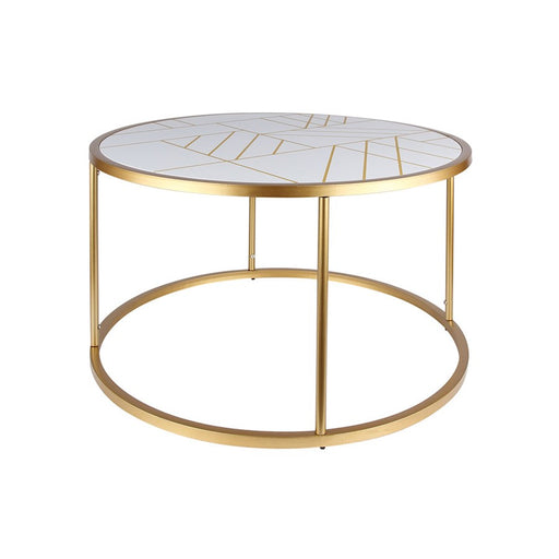 Canarm Harlo 32in Square Coffee Table | Gold and White Metal | Living Room & Family Room Centerpiece | 32 x 32 x 18 in | Model 203548-01