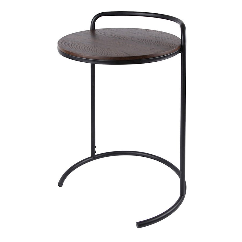 Canarm Davis 19in Wide C Table | Black and White Metal Faux Wood | Living Room & Bedroom Side Table | 19 x 19 x 27 in | Model 203597-01