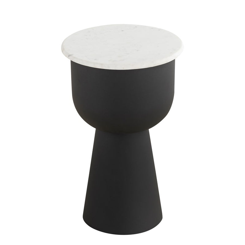Canarm Nila Side Table, Black/White Marble