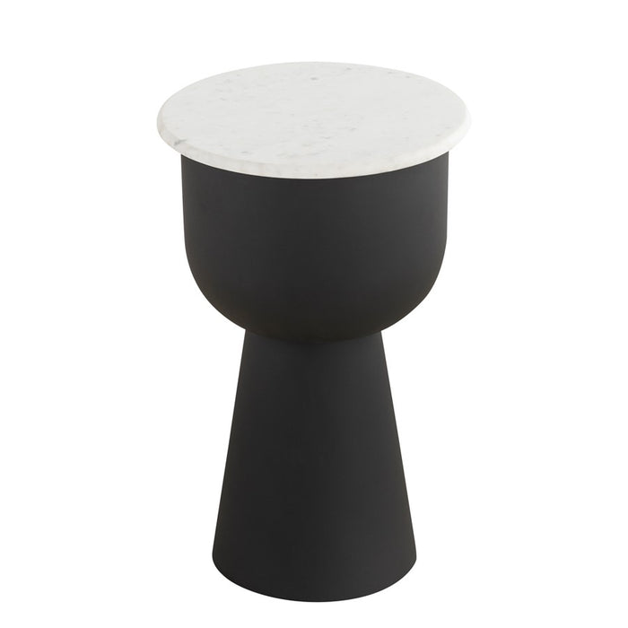 Canarm Nila Side Table, Black/White Marble