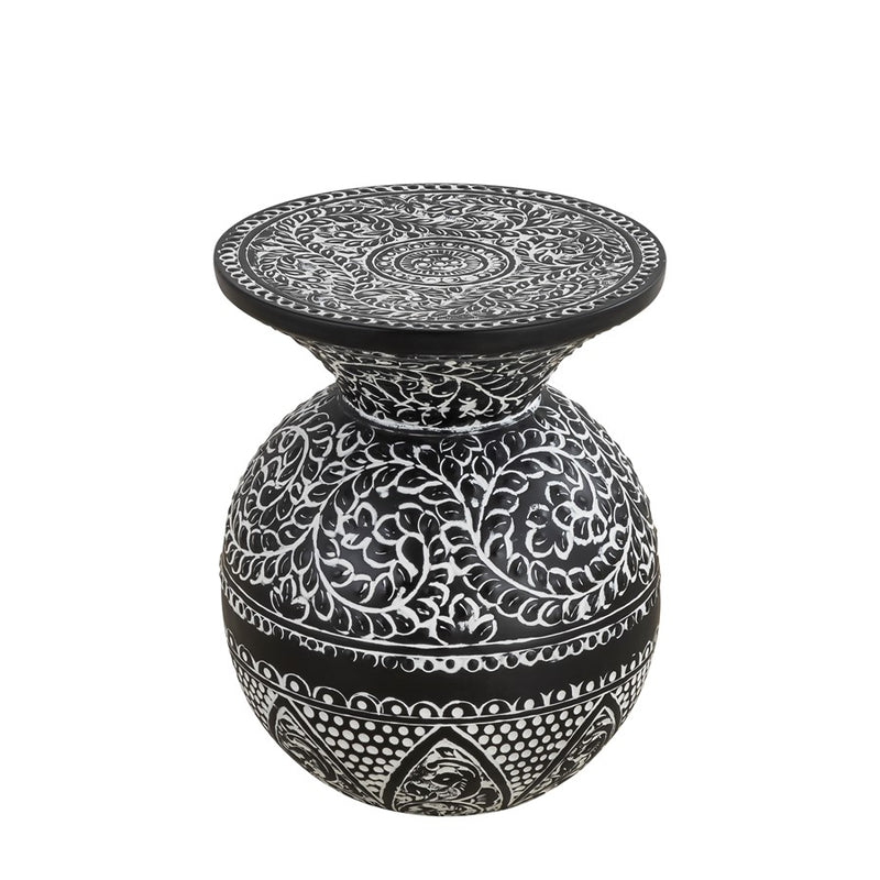 Canarm Navi 20"H Side Table, Black/White Antique