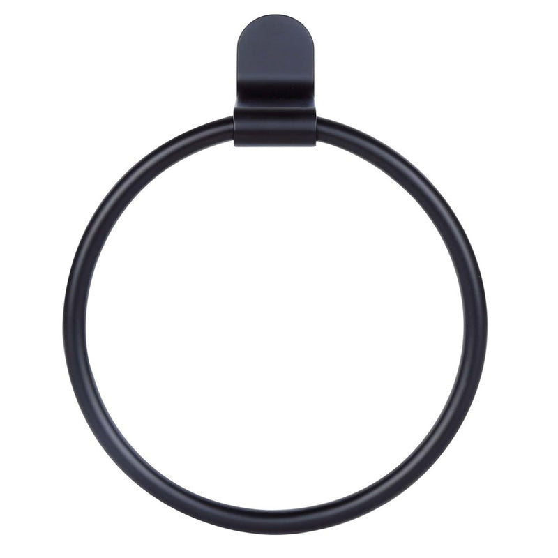 Canarm Lyla 6.75in Towel Ring | Matte Black Aluminum | Bathroom & Powder Room Towel Holder | 8in H | Model BA105A06BK