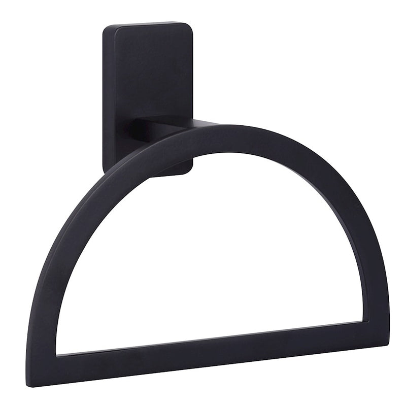 Canarm Archer 7in Towel Ring | Matte Black Metal | Bathroom & Powder Room Wall Mount | 7 x 2 x 6 in | Model BA106A06BK