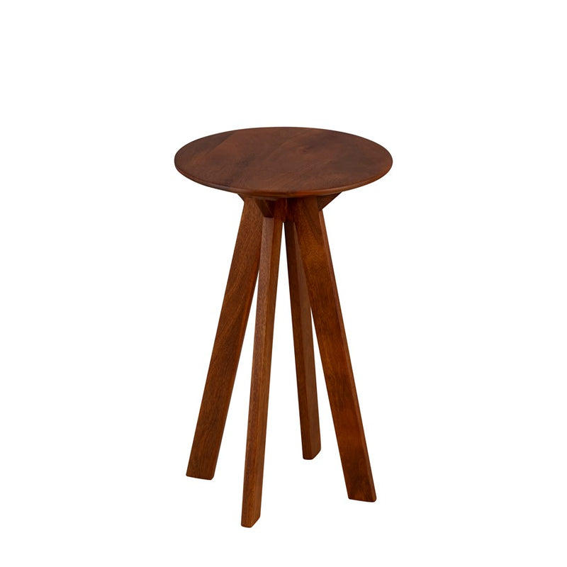 Canarm Charlie 12in Round Accent Table | Mango Wood with Angled Legs | Living Room & Bedroom Side Table | 12 x 12 x 20 in | Model BAC-AST014