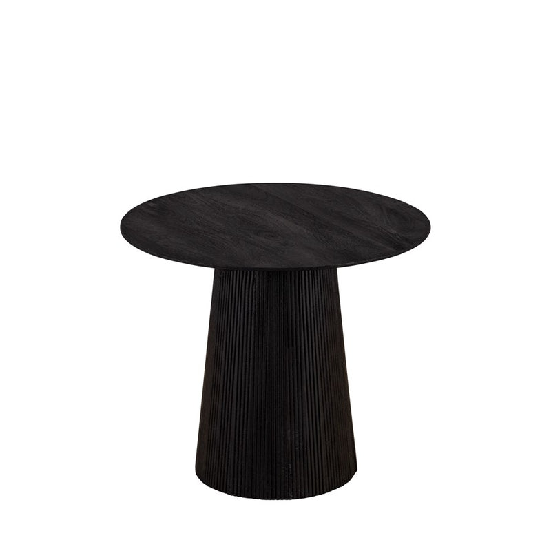 Canarm Madhy 22in Square Side Table | Black Ribbed Mango Wood | Living Room & Bedroom Accent | 22 x 22 x 20 in | Model BAC-SW4758BLK
