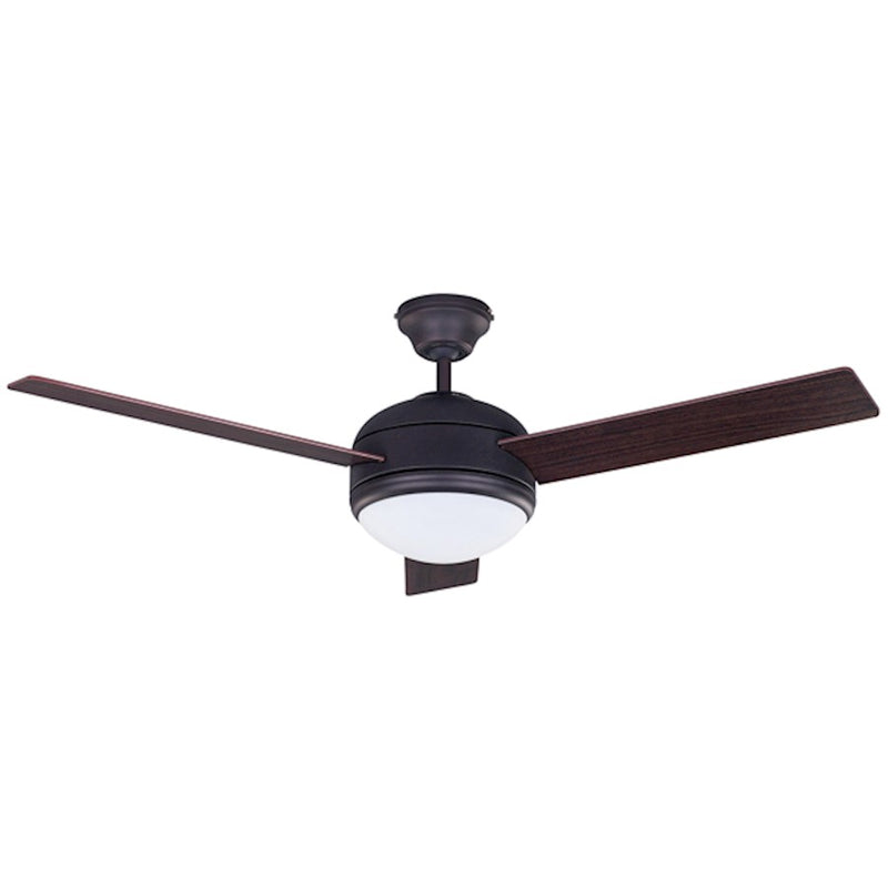 Canarm Calibre 48in 3-Blade Ceiling Fan | Oil Rubbed Bronze and Frosted Glass | Living Room & Bedroom | 48 x 48 x 16 in | Model CF15148313S