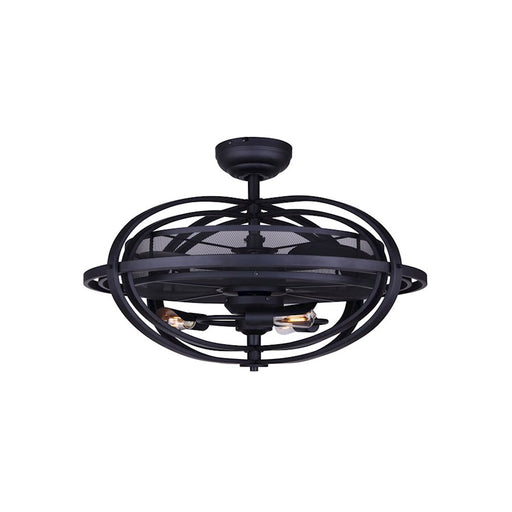Canarm Cyra 24in 3-Light Ceiling Fan | Industrial Matte Black and Open Mesh Shade | Kitchen & Bedroom | 24 x 24 x 7 in | Model CF24CYR3BK