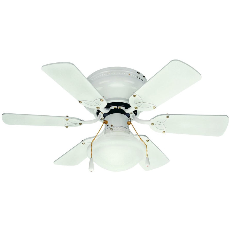 Canarm Twister 30in Ceiling Fan | White and White Spheroid Glass Shade | Bedroom & Living Room | 30 x 30 x 8 in | Model CF3230611S