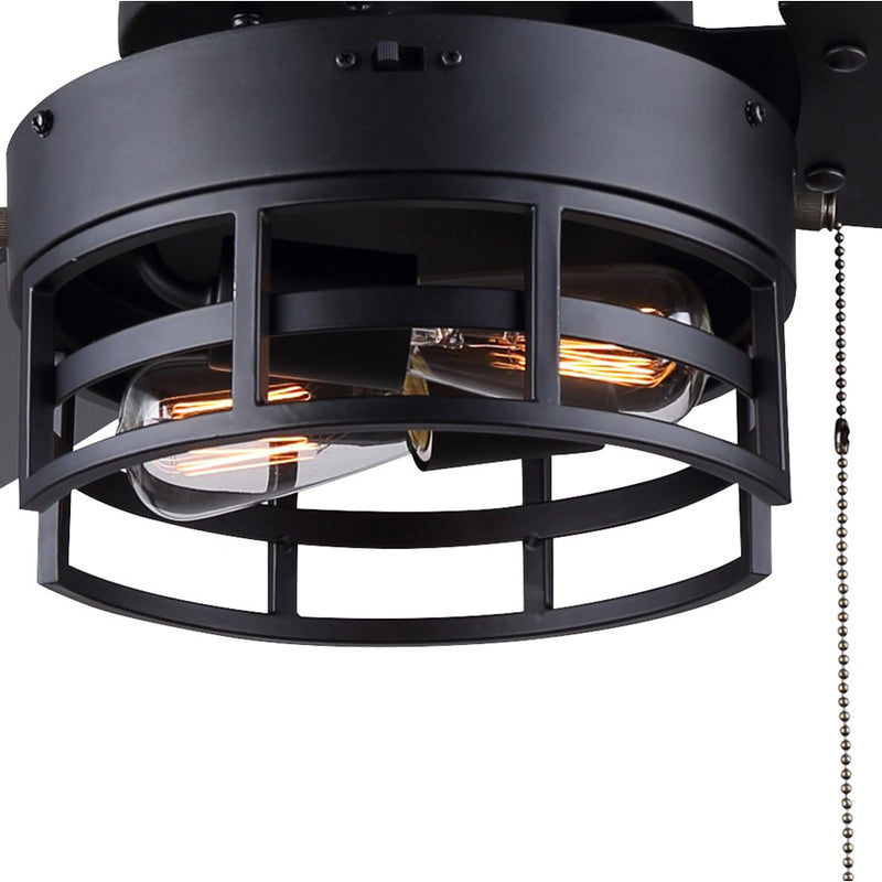 Canarm Attley 42in 2-Light Ceiling Fan | Matte Black and Black MDF Blades | Bedroom & Living Room | 42 x 42 x 14 in | Model CF42ATT3BK