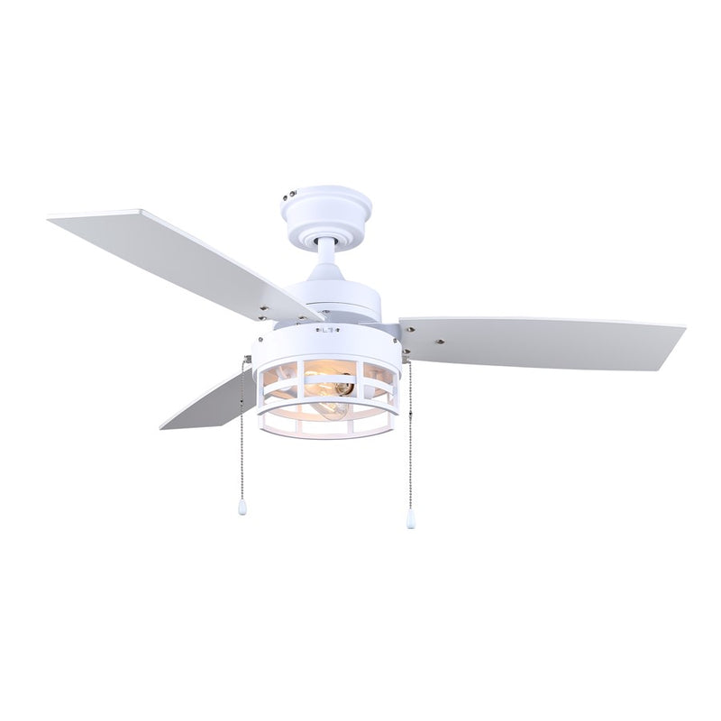 Canarm Attley 42in 2-Light Ceiling Fan | Classic Matte White and White MDF Blades | Bedroom & Living Room | 42 x 42 x 14.5 in | Model CF42ATT3WH