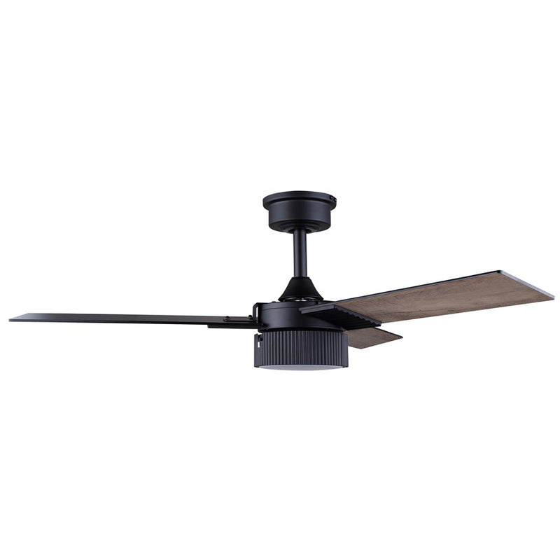 Canarm Cale 42in 1-Light Ceiling Fan | Modern Matte Black and Reversible Black/Weathered Maple Blades | Bedroom & Living Room | Model CF42CAL3BK