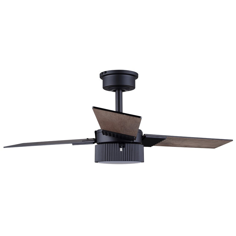 Canarm Cale 42in 1-Light Ceiling Fan | Modern Matte Black and Reversible Black/Weathered Maple Blades | Bedroom & Living Room | Model CF42CAL3BK