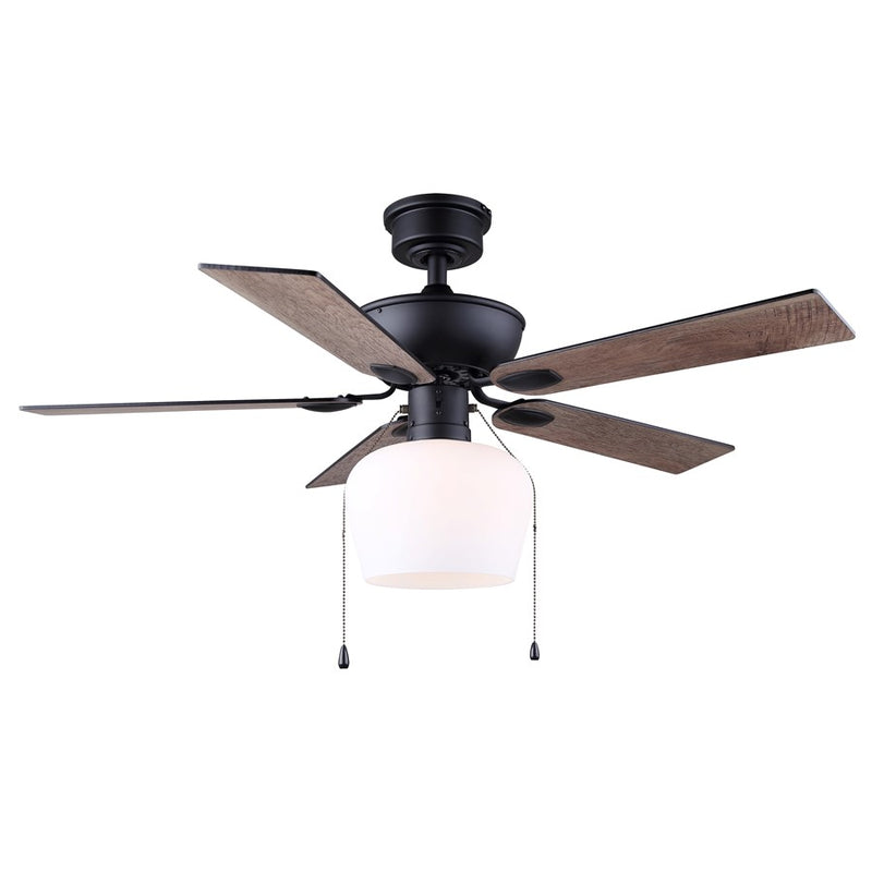 Canarm Colette 42in 1-Light Ceiling Fan | Sleek Matte Black and Black MDF Blades | Bedroom & Living Room | 42 x 42 x 19.75 in | Model CF42COL5BK