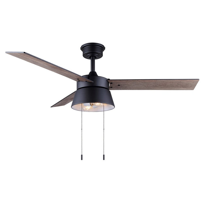 Canarm Kade 48" Ceiling Fan, Matte Black/Black/Maple