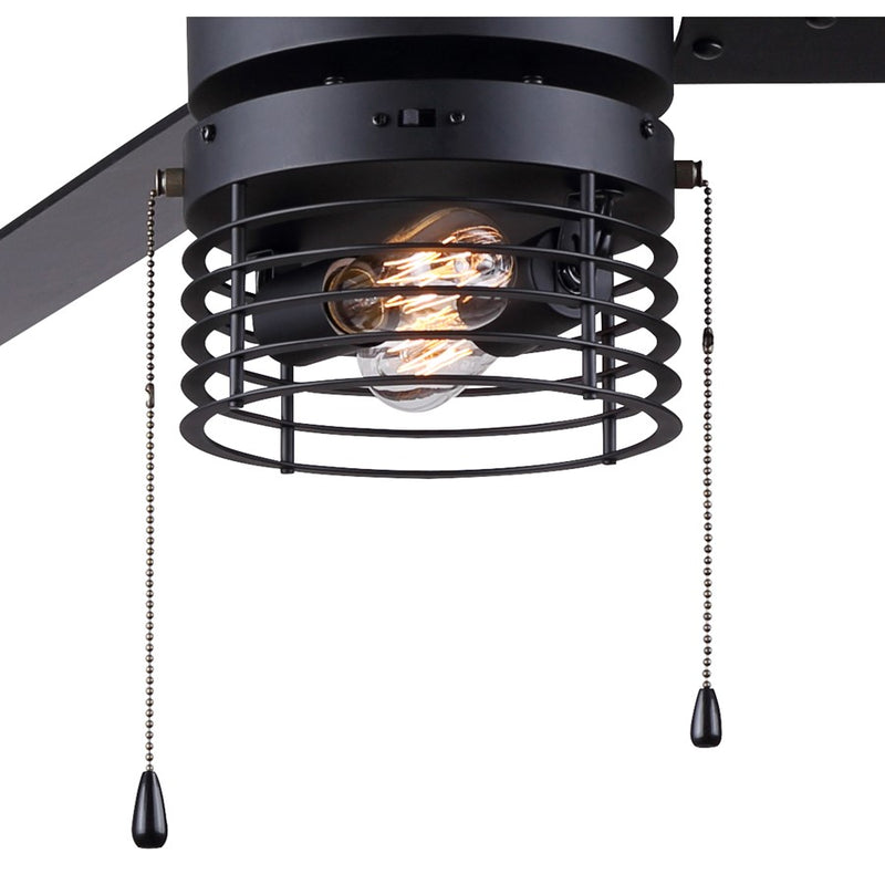 Canarm Alder 52in 3-Light Ceiling Fan | Matte Black and Black Plywood Blades | Living Room & Bedroom | 52 x 52 x 16 in | Model CF52ALD3BK