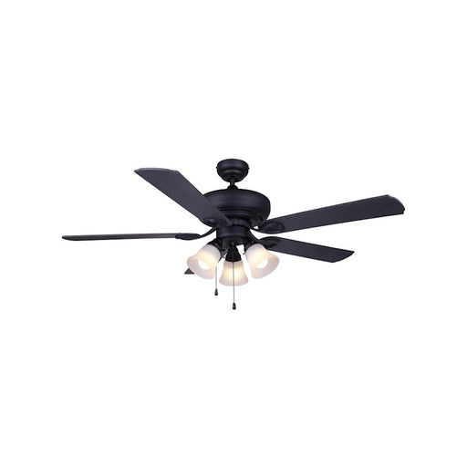 Canarm Asta 52in 3-Light Ceiling Fan | Matte Black and Maple Blades | Bedroom & Living Room | 27 x 52 x 15 in | Model CF52AST5BK