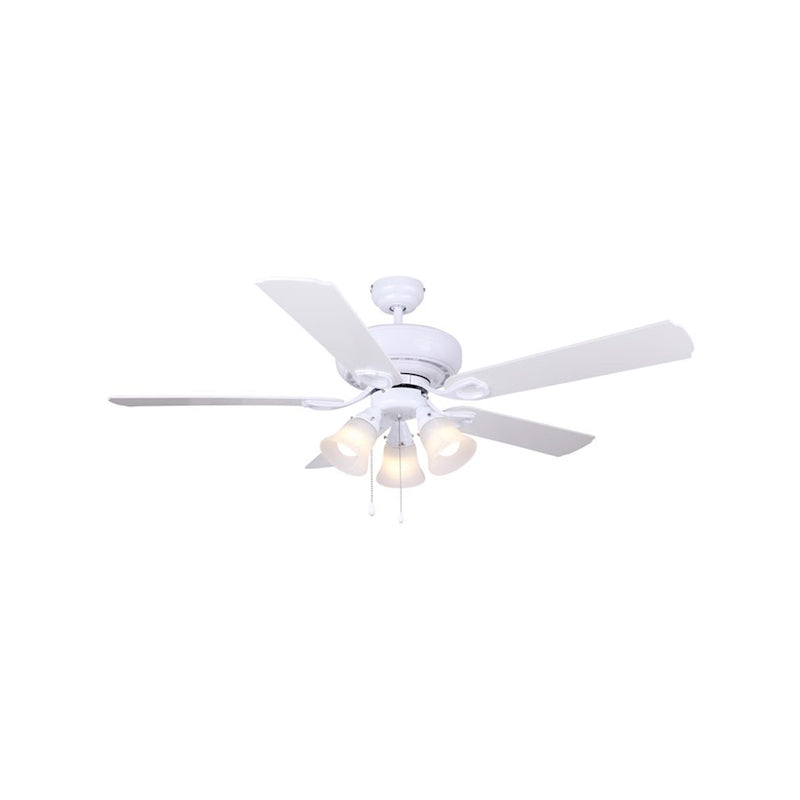 Canarm Astcade 52in 3-Light Ceiling Fan | Transitional Matte White | Bedroom & Living Room | 52 x 52 x 19 in | Model CF52AST5WH