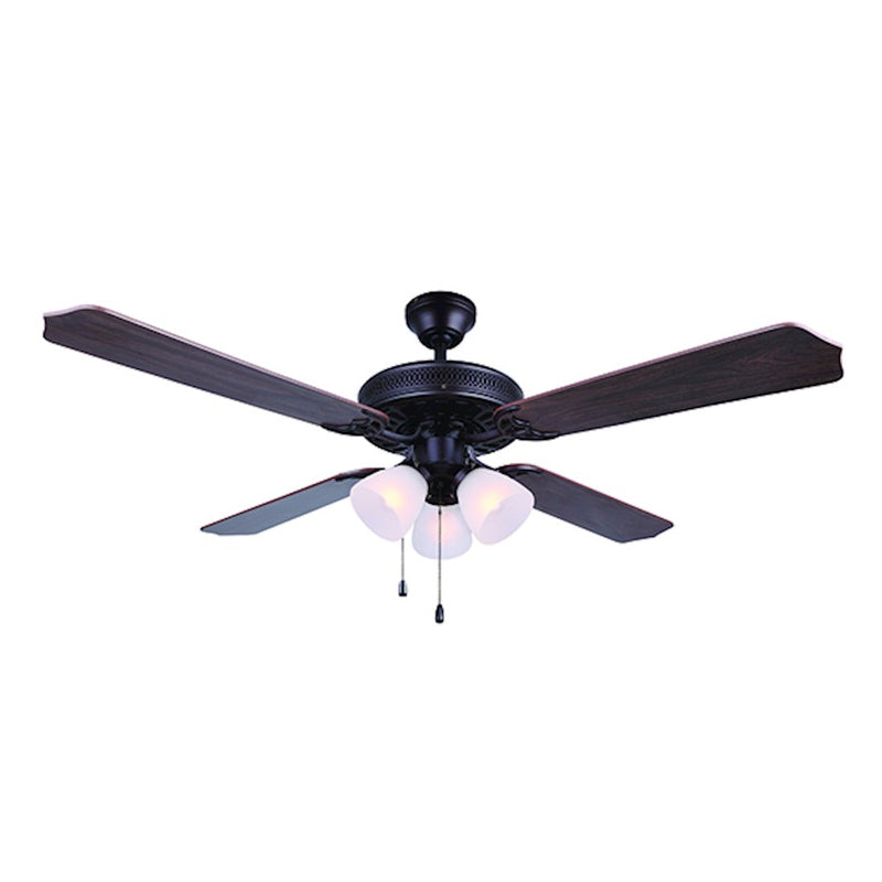 Canarm Chateau IV 52in 3-Light Ceiling Fan | Traditional Oil Rubbed Bronze and Frosted Glass | Bedroom & Living Room | Model CF52CH44ORB