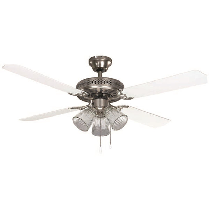 Canarm Chateau 52in 4-Light Ceiling Fan | Traditional Brushed Pewter and Clear Ribbed Glass | Living Room & Bedroom | Model CF52CHA4BPT