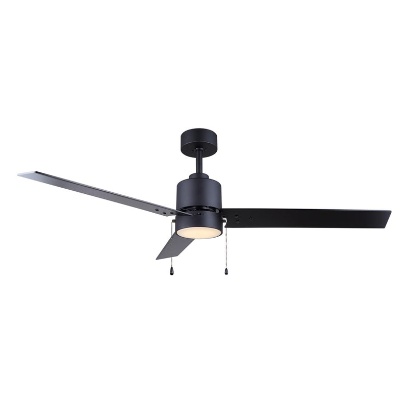 Canarm Liv 1 Light Ceiling Fan, Matte Black/Black/weathered oak