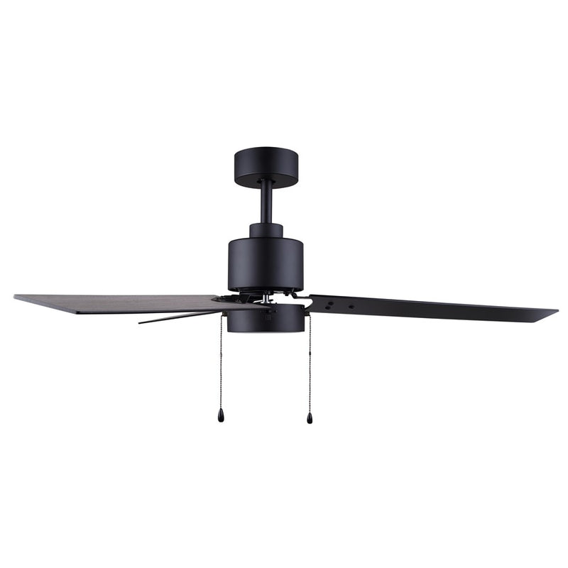 Canarm Liv 52in 1-Light Ceiling Fan | Modern Matte Black and Weathered Oak Plywood Blades | Living Room & Covered Patio | Model CF52JAC3BK-ES