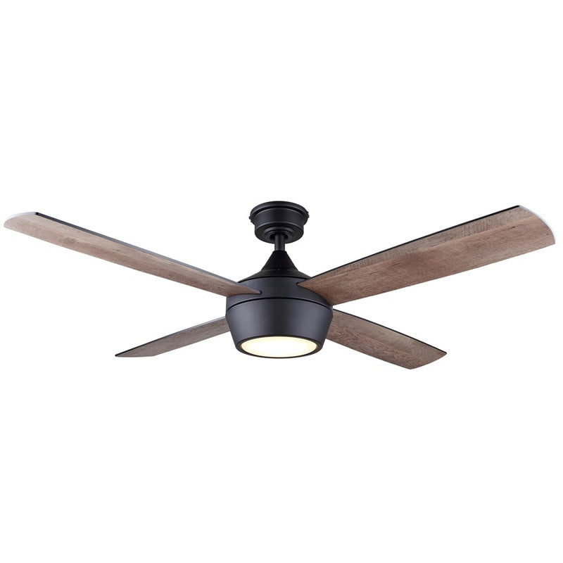 Canarm Judson 52in 1-Light Ceiling Fan | Modern Matte Black and Black Plywood Blades | Living Room & Bedroom | 52 x 52 x 14 in | Model CF52JUD4BK