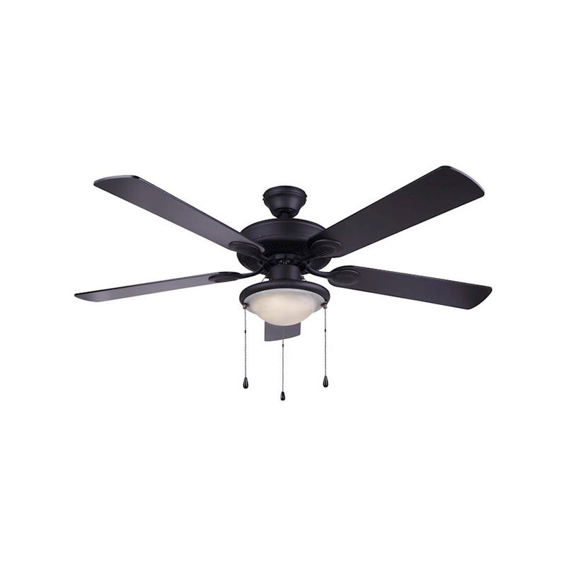 Canarm Kincade 52in 5-Blade Ceiling Fan | Matte Black and Alabaster Glass | Bedroom & Living Room | 52 x 52 x 14 in | Model CF52KIN5BK