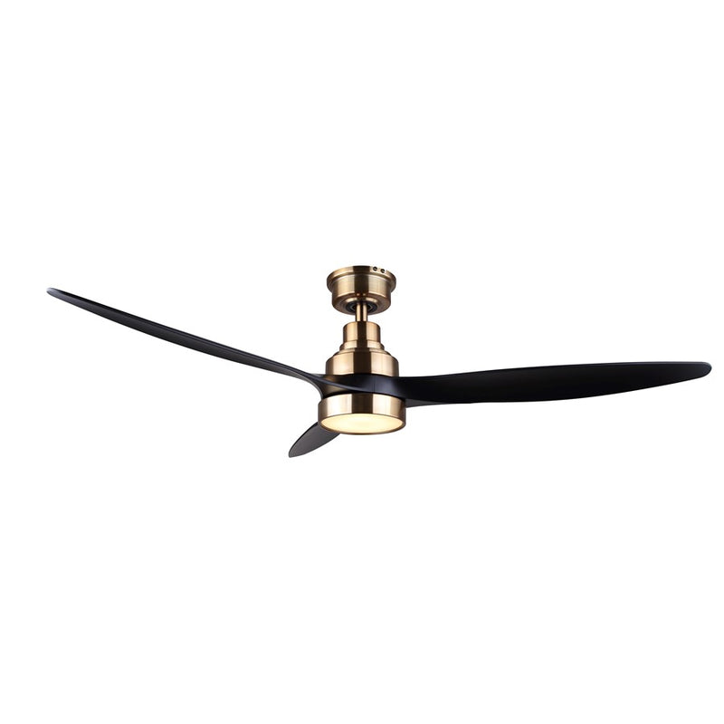 Canarm Luell 52in 1-Light Ceiling Fan | Gold Steel and Black ABS Blades | Living Room & Bedroom | 52 x 52 x 12 in | Model CF52LUE3GD