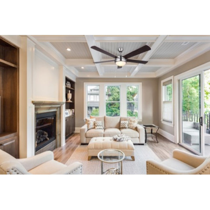 Canarm Preston III 52in Ceiling Fan | Brushed Nickel and Flat Opal Glass | Living Room & Bedroom | 52 x 52 x 15.75 in | Model CF52PR35BN