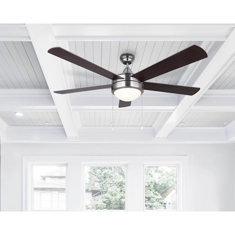 Canarm Preston III 52in Ceiling Fan | Brushed Nickel and Flat Opal Glass | Living Room & Bedroom | 52 x 52 x 15.75 in | Model CF52PR35BN