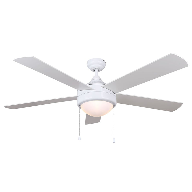 Canarm Preston 52in 2-Light Ceiling Fan | White Metal and Flat Opal Glass | Bedroom & Living Room | 52 x 52 x 12 in | Model CF52PR35WH