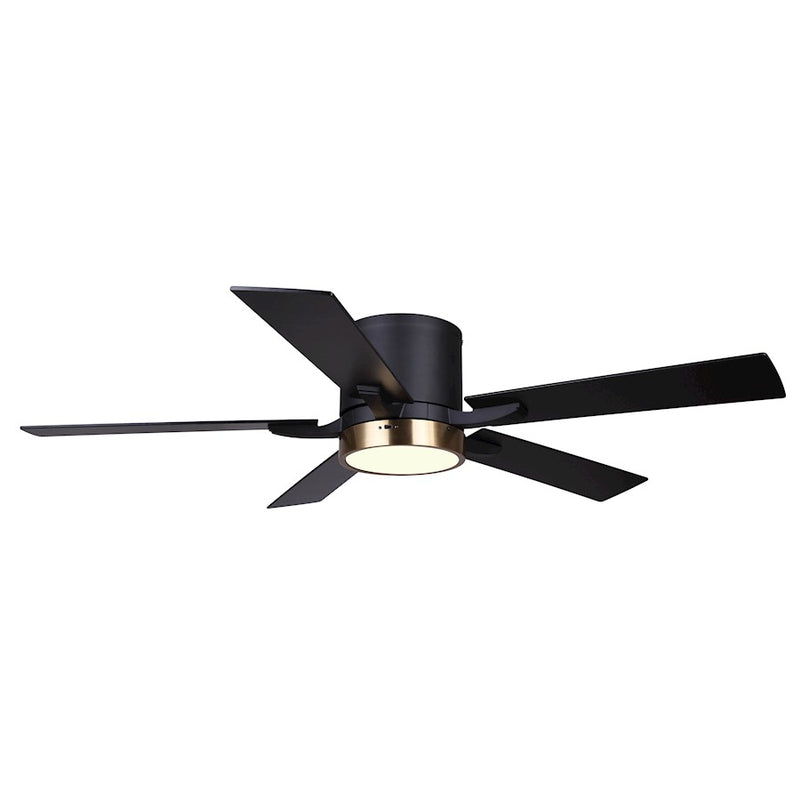 Canarm Quinn 52in 1-Light Ceiling Fan | Matte Black and Gold Metal with Acrylic | Bedroom & Living Room | 52 x 52 x 12 in | Model CF52QUI5BKG