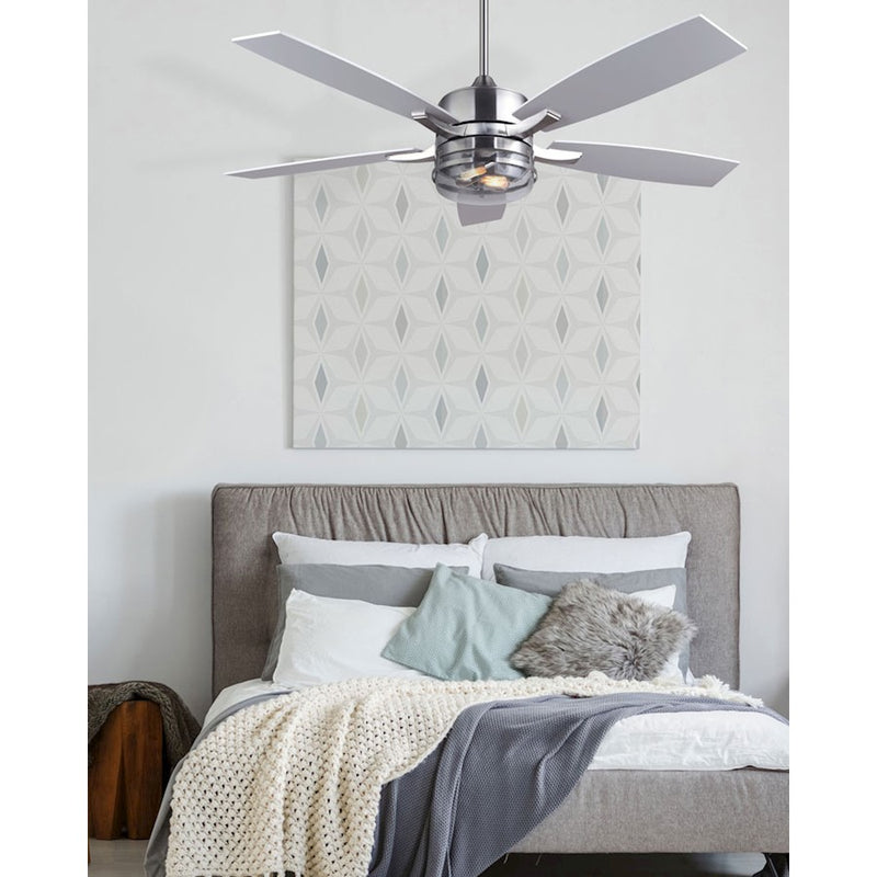 Canarm Renda 52in 2-Light Ceiling Fan | Brushed Nickel and Clear Glass | Bedroom & Living Room | 52 x 52 x 16 in | Model CF52REN5BN