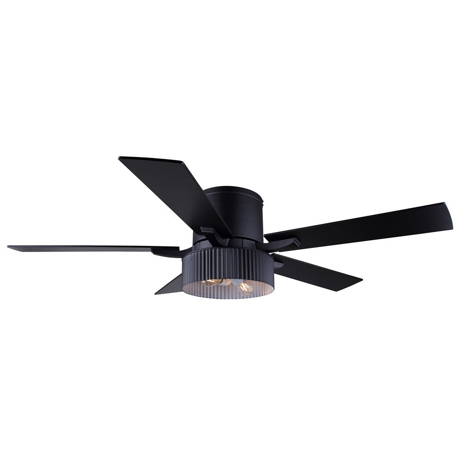 Canarm Rexton 2 Light 52" Ceiling Fan, Matte Black/Black - CF52REX5BK