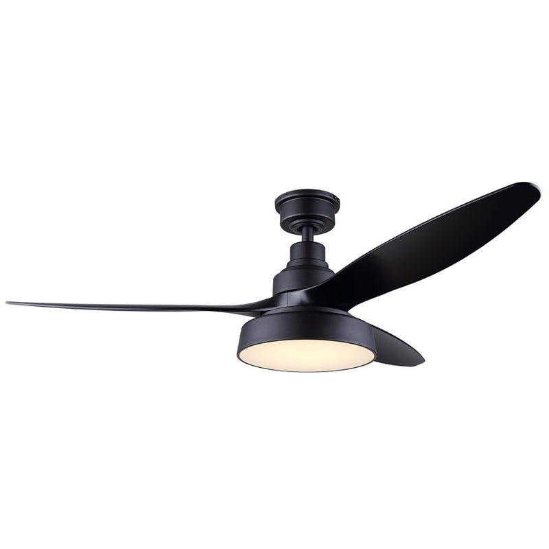 Canarm Roman 1 Light 52" Ceiling Fan, Matte Black/Black