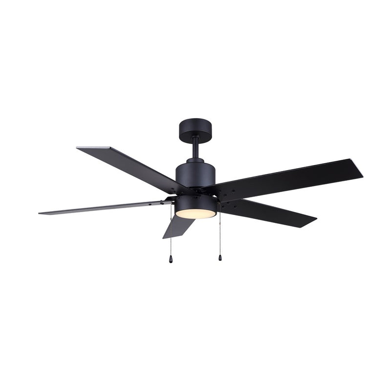 Canarm Romy 52in 1-Light Ceiling Fan | Matte Black and Black | Living Room, Bedroom & Covered Patio | 52 x 52 x 16 in | Model CF52ROM5BK-ES