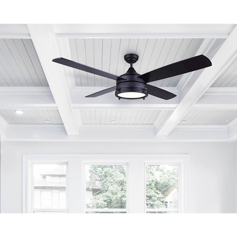 Canarm Simon 52in Ceiling Fan | Black Steel and Aluminum | Living Room & Bedroom | 52 x 52 x 15 in | Model CF52SIM4BK