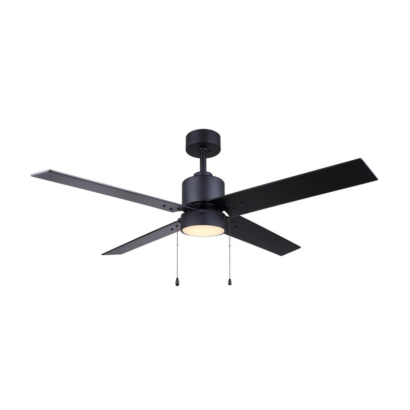 Canarm Tempest 1 Light 52" Ceiling Fan, Matte Black/Black