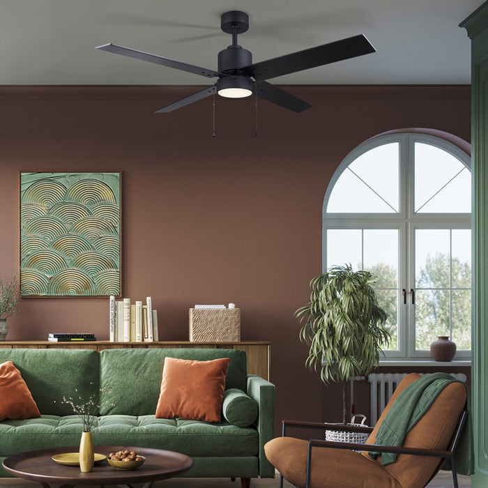 Canarm Tempest 1 Light 52" Ceiling Fan, Matte Black/Black