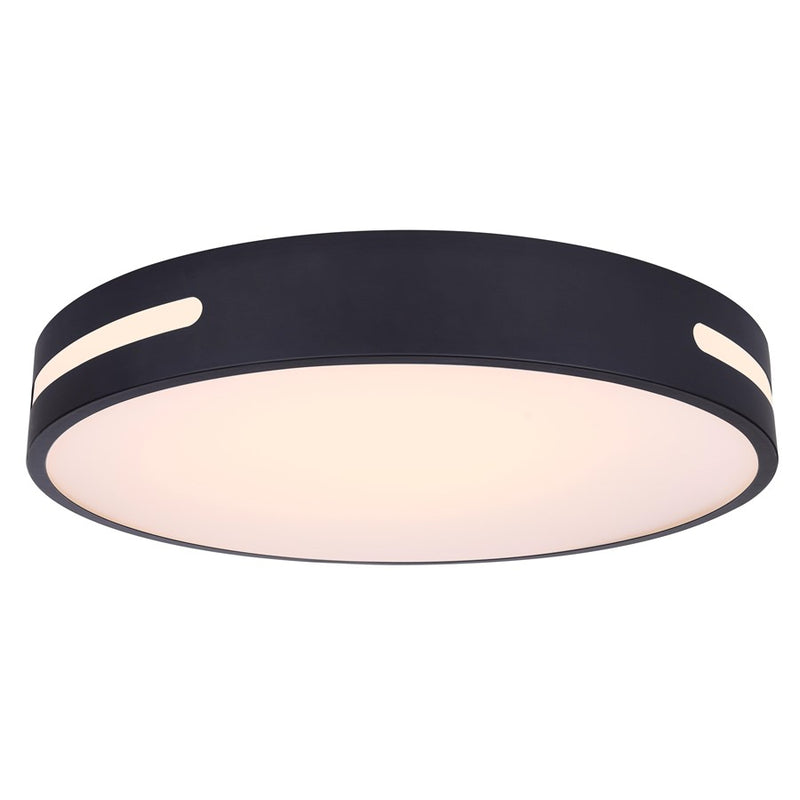 Canarm Niven 20in 1-Light LED Flush Mount | Modern Matte Black Metal | Bedroom & Hallway Ceiling Light | 20 x 20 x 3 in | Model CL-19-20-BK