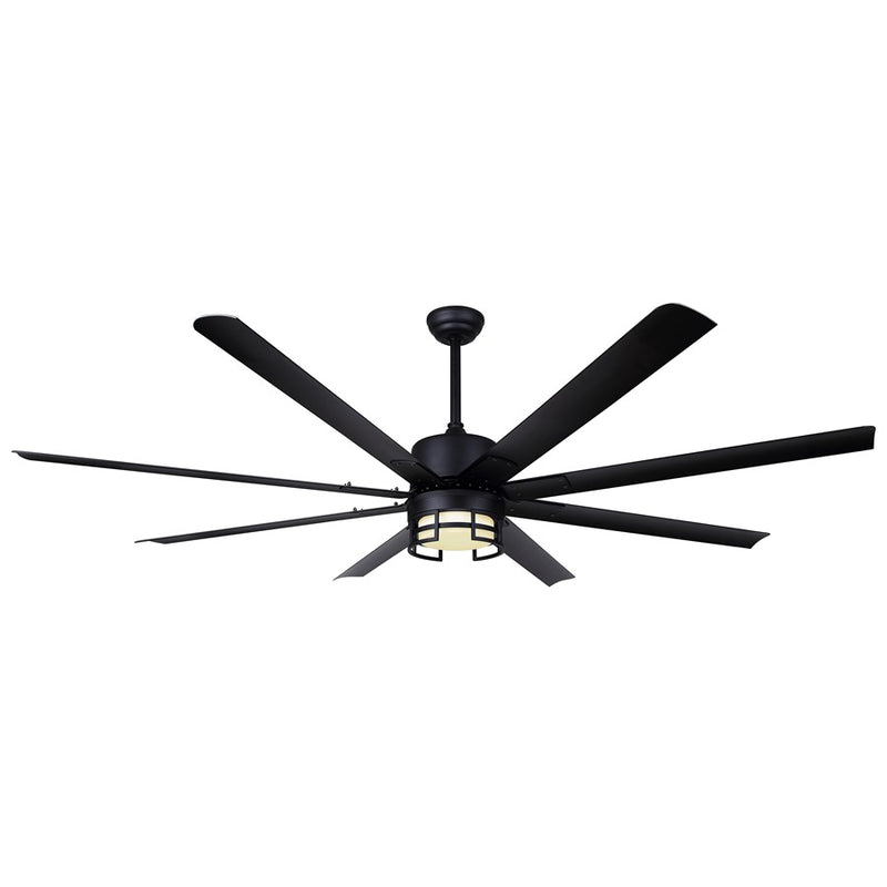Canarm Ezra 72in 8-Blade Ceiling Fan with Light | Matte Black Aluminum | Outdoor Patio & Pergola | 72 x 72 x 24.75 in | Model CP72EZR8BK-W