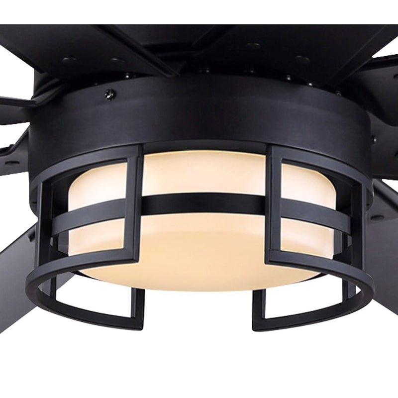 Canarm Ezra 72in 8-Blade Ceiling Fan with Light | Matte Black Aluminum | Outdoor Patio & Pergola | 72 x 72 x 24.75 in | Model CP72EZR8BK-W
