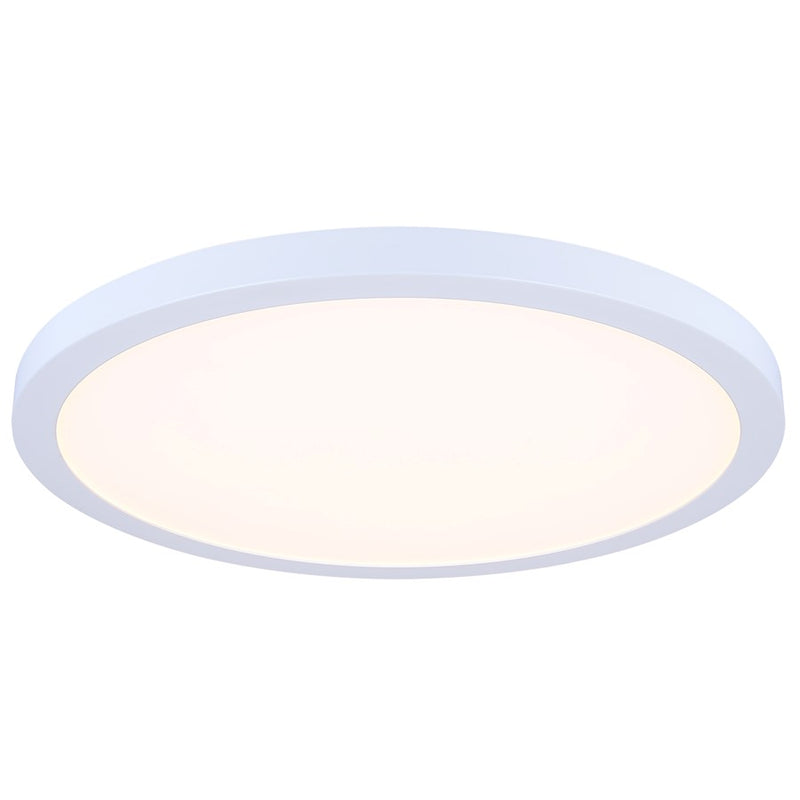 Canarm Madison 18in 1-Light LED Flush Mount | White Aluminum and Iron with PS Lens | Living Room & Bedroom | 18 x 18 x 1 in | Model DL-18B-40FC-WH-C