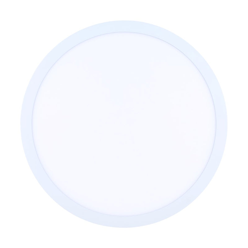 Canarm Madison 18in 1-Light LED Flush Mount | White Aluminum and Iron with PS Lens | Living Room & Bedroom | 18 x 18 x 1 in | Model DL-18B-40FC-WH-C