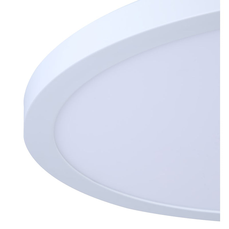 Canarm Madison 18in 1-Light LED Flush Mount | White Aluminum and Iron with PS Lens | Living Room & Bedroom | 18 x 18 x 1 in | Model DL-18B-40FC-WH-C